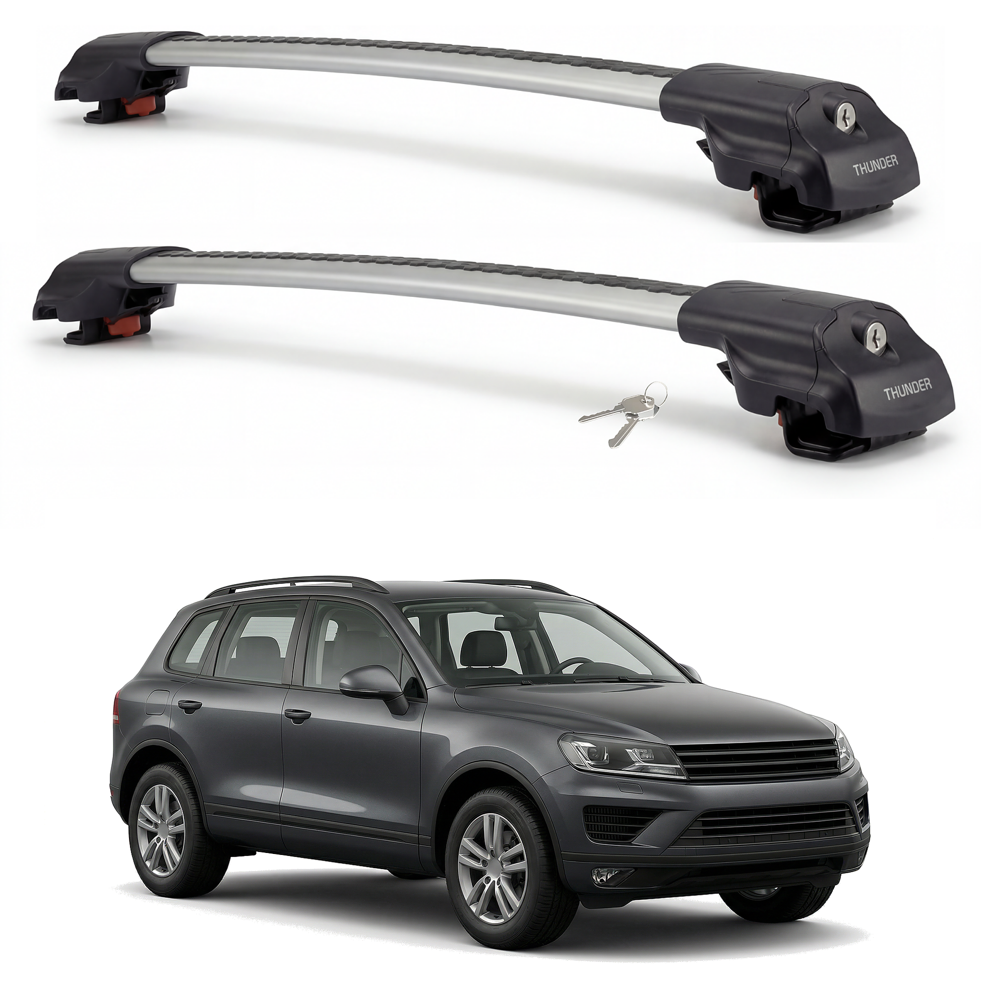Volkswagen Touareg 2011-2019 TRX1 gray roof rack cross bars