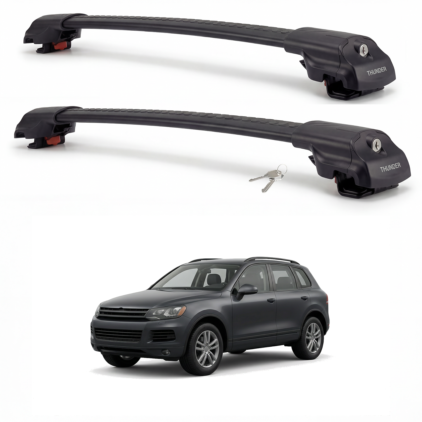 Volkswagen Touareg 2011-2019 TRX1 black roof rack cross bars