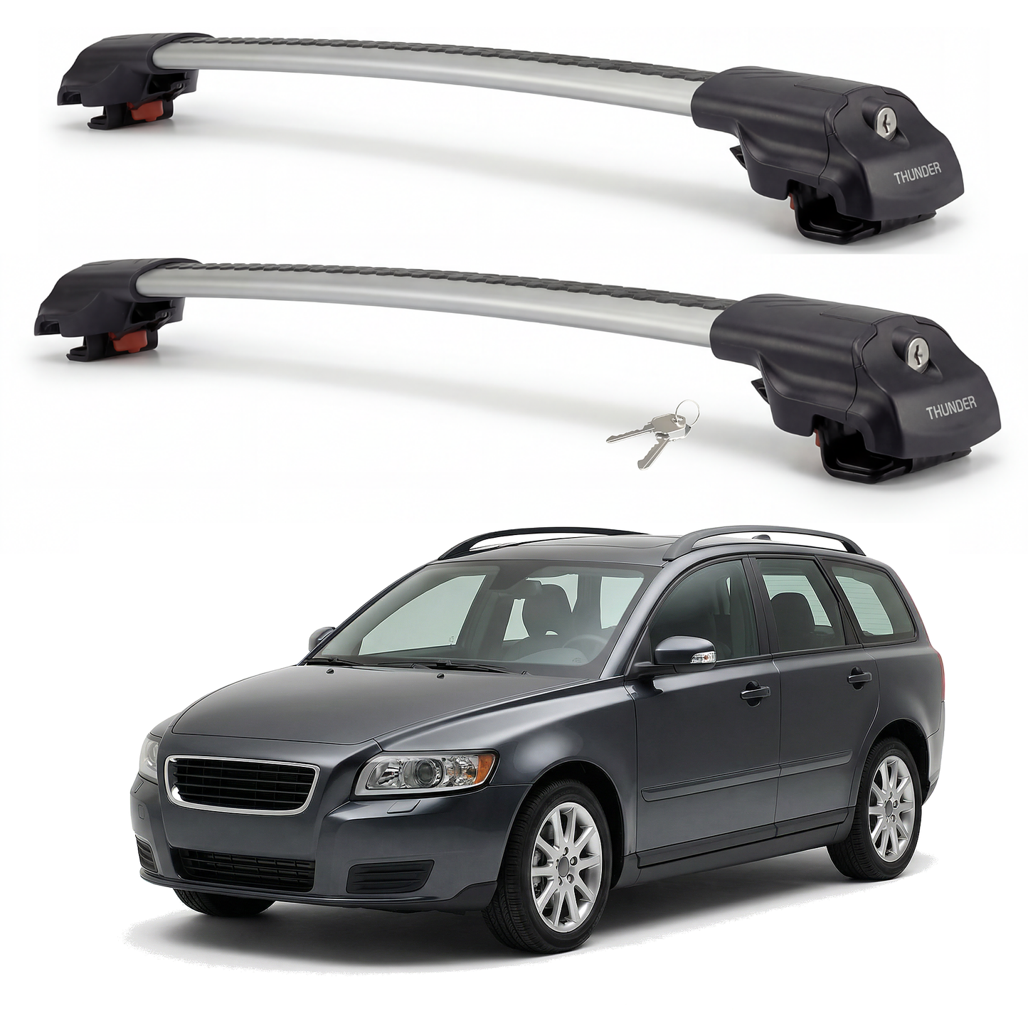 Volvo V50 Wagon 2004-2012 TRX1 gray roof rack cross bars