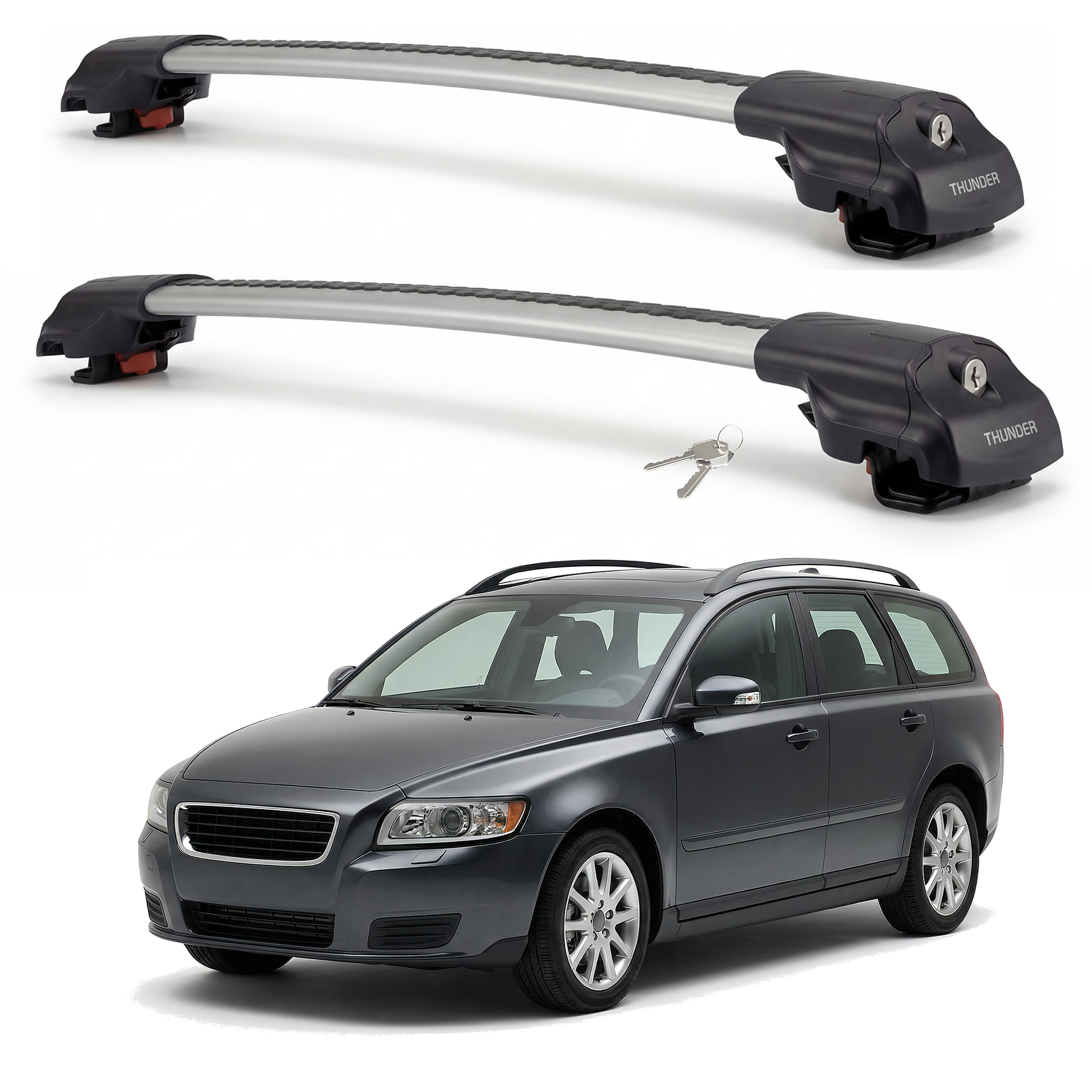 Volvo V50 Wagon 2004-2012 TRX1 gray roof rack cross bars
