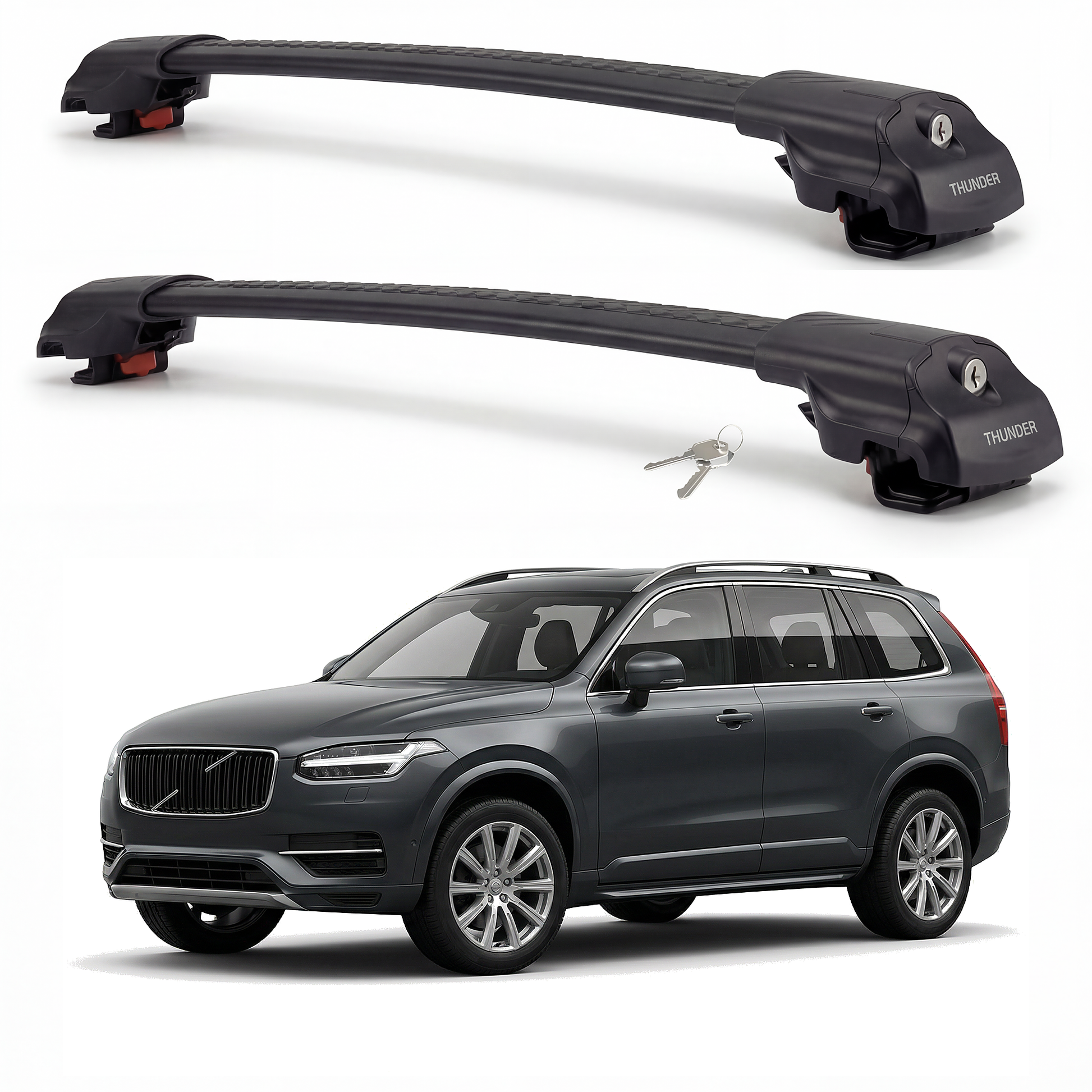 Volvo XC90 2003-2015 TRX1 black roof rack cross bars