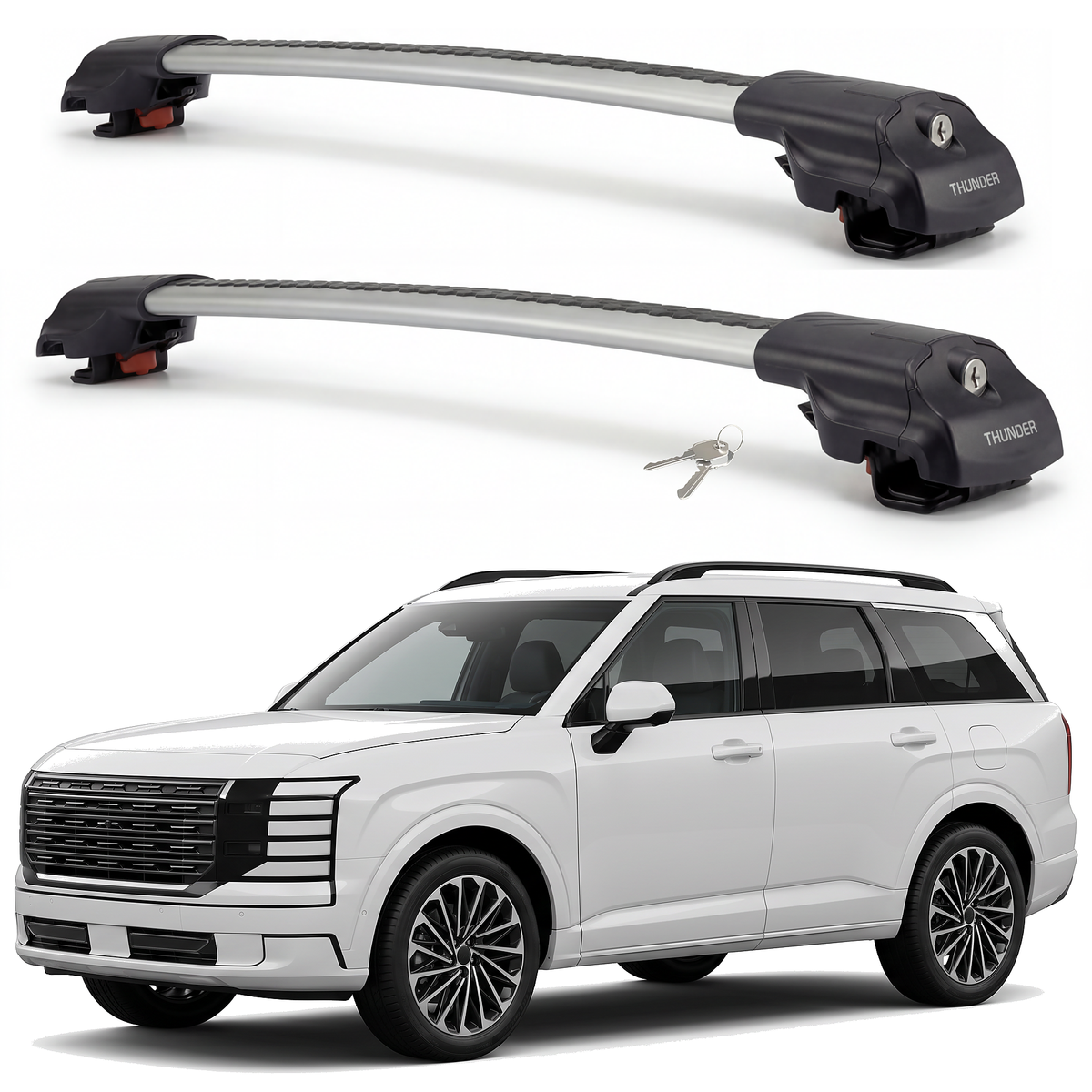 Hyundai Palisade 2026 roof rack cross bars silver pair