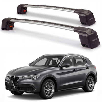 Alfa Romeo Stelvio 2018-2026 roof rack cross bars silver pair