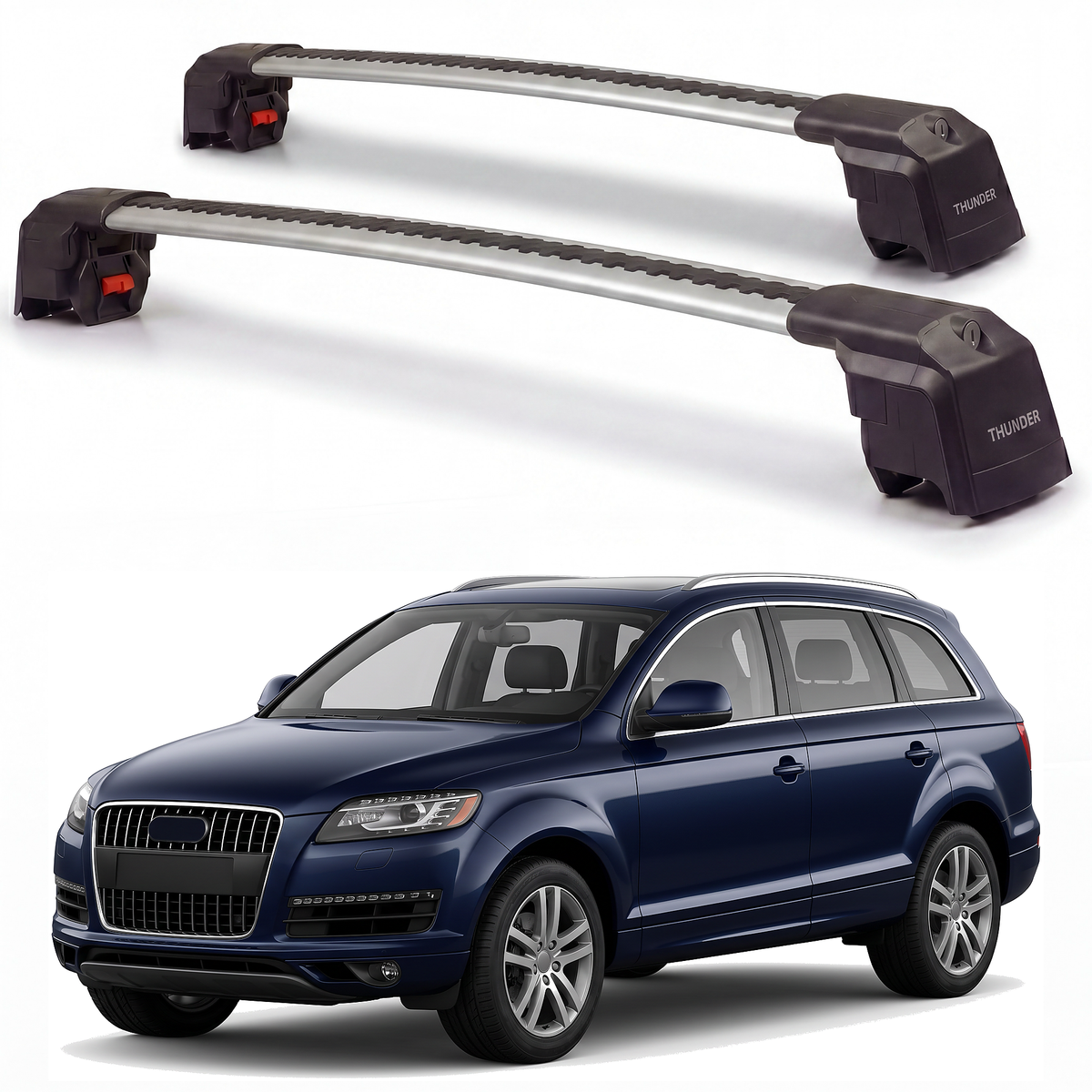 Audi Q7 4L 2007-2015 roof rack cross bars silver pair