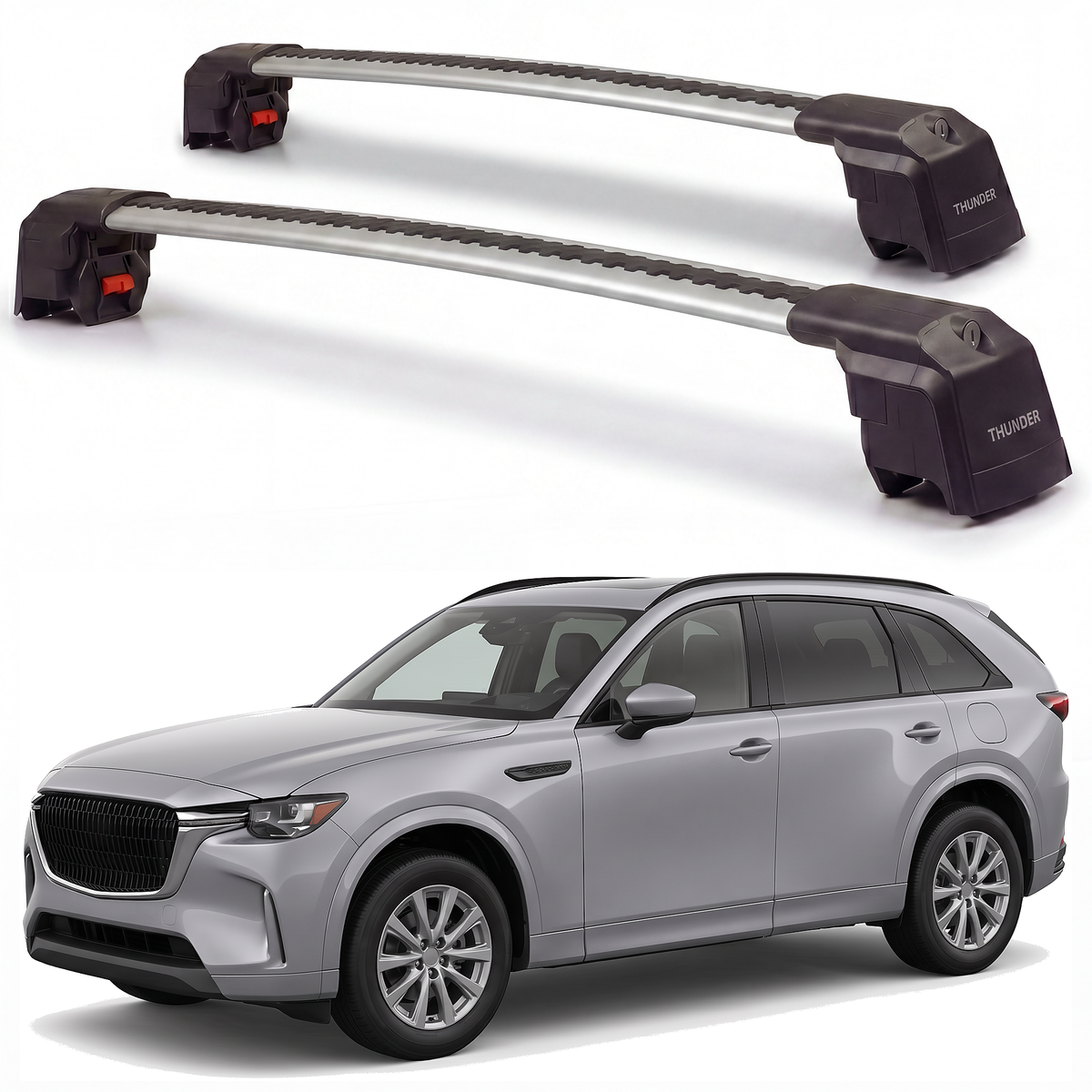 Mazda CX-90 2024-2026 roof rack cross bars silver pair