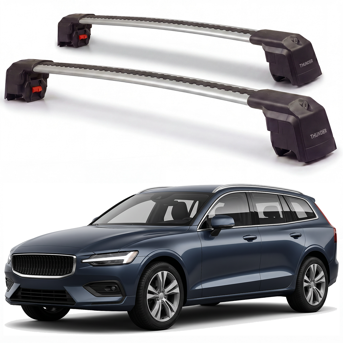 Volvo V60 / V60 Cross Country 2019-2026 roof rack cross bars silver pair