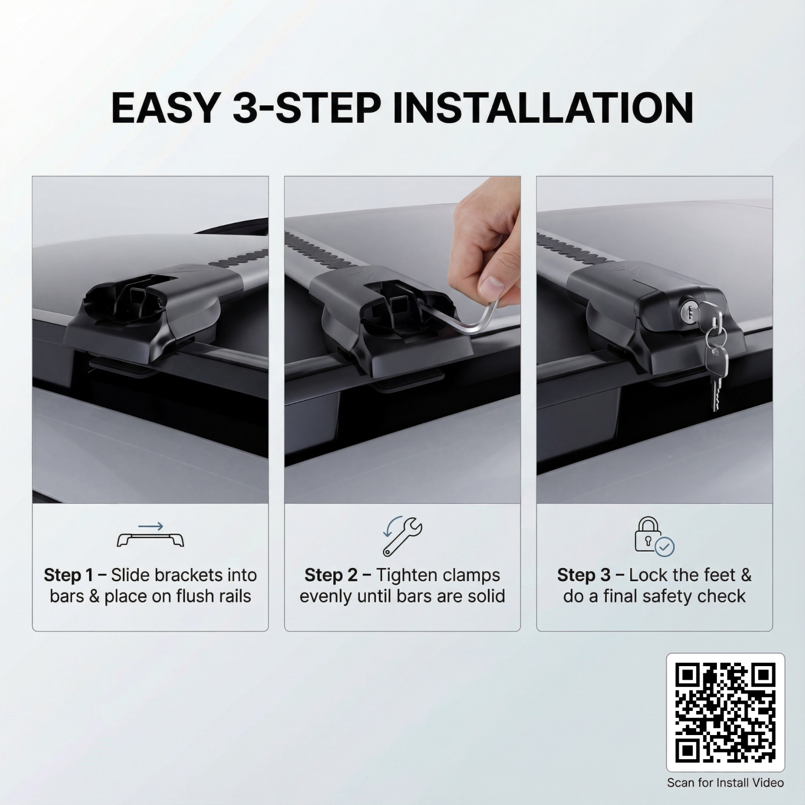 Dodge ProMaster City Van 2015-2023 TRX1 gray easy 3-step installation