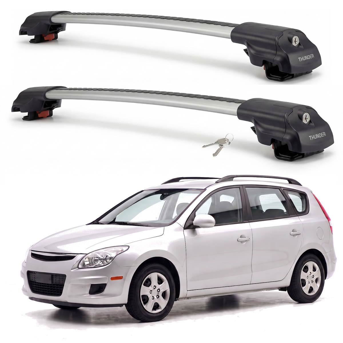 Hyundai Elantra Touring 2009-2012 roof rack cross bars silver pair