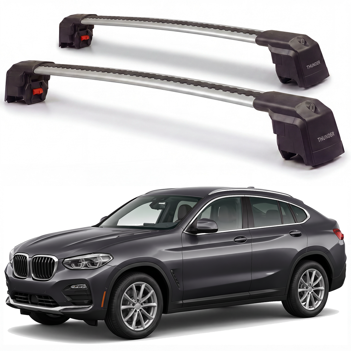 BMW X4 2019-2025 roof rack cross bars silver pair