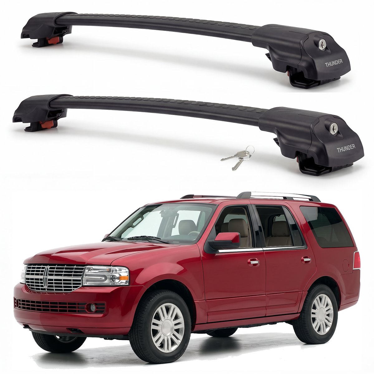 Lincoln Navigator 2007-2017 roof rack cross bars black pair