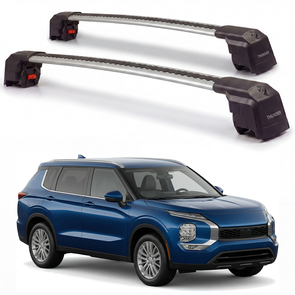 Mitsubishi Outlander 2022-2026 roof rack cross bars silver pair