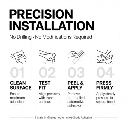 No drill trunk lip spoiler easy installation four steps