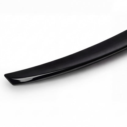 Trunk lip spoiler gloss black mirror finish surface detail